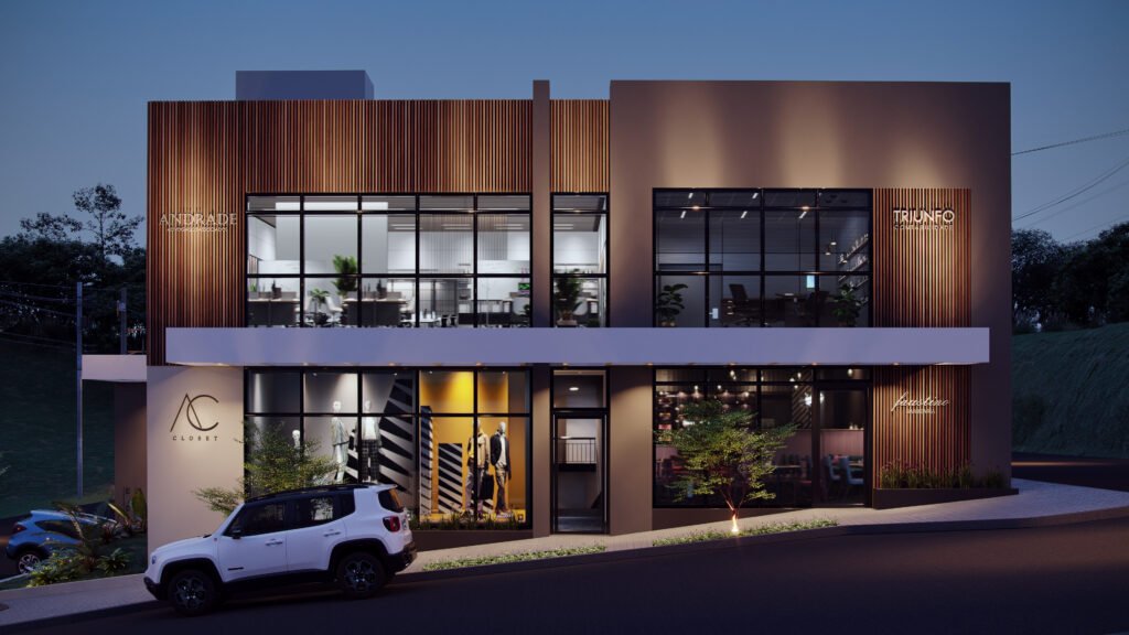 Edifício Vino — fachada à noite